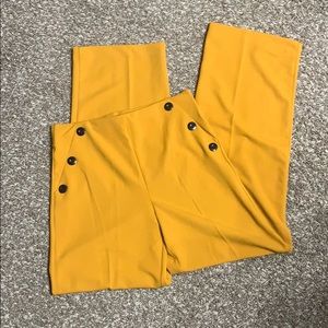 High Waisted Mustard Flare Pants